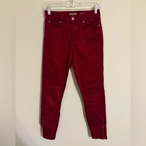 Denizen Levi’s Red High-Rise Ankle Skinny Jeggings Zipper Details Size 2